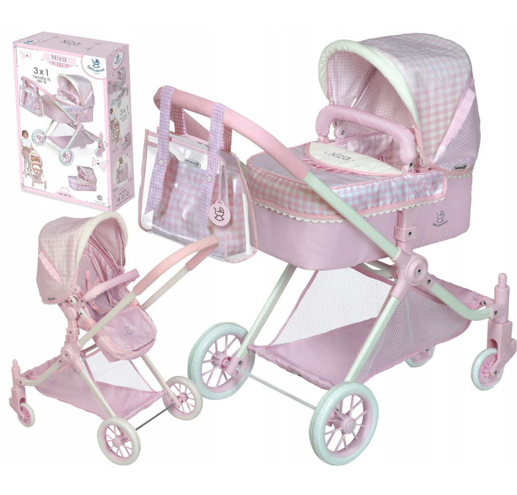 Wózek dla lalek 3w1 Niza DeCuevas – głęboki i spacerowy