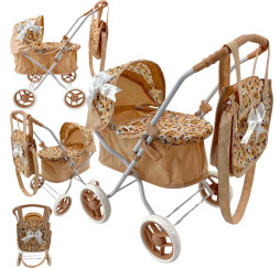 MarioToys wózek głęboki dla lalek z torbą – akcesoria dla lalek