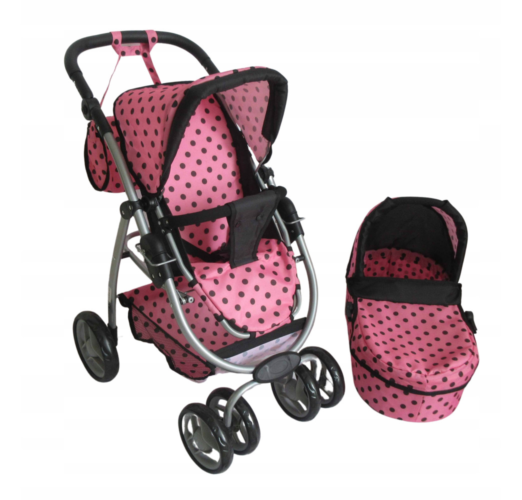 MarioToys wózek dla lalek głęboki i spacerowy różowy