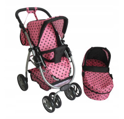 MarioToys wózek dla lalek głęboki i spacerowy różowy