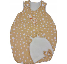 Beżowy śpiworek z czapeczką dla lalki 45 cm Bem Małgorzata